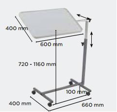 dimensions table de lit réglable